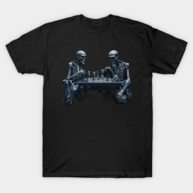 skeletons playing chess T-Shirt by lkn